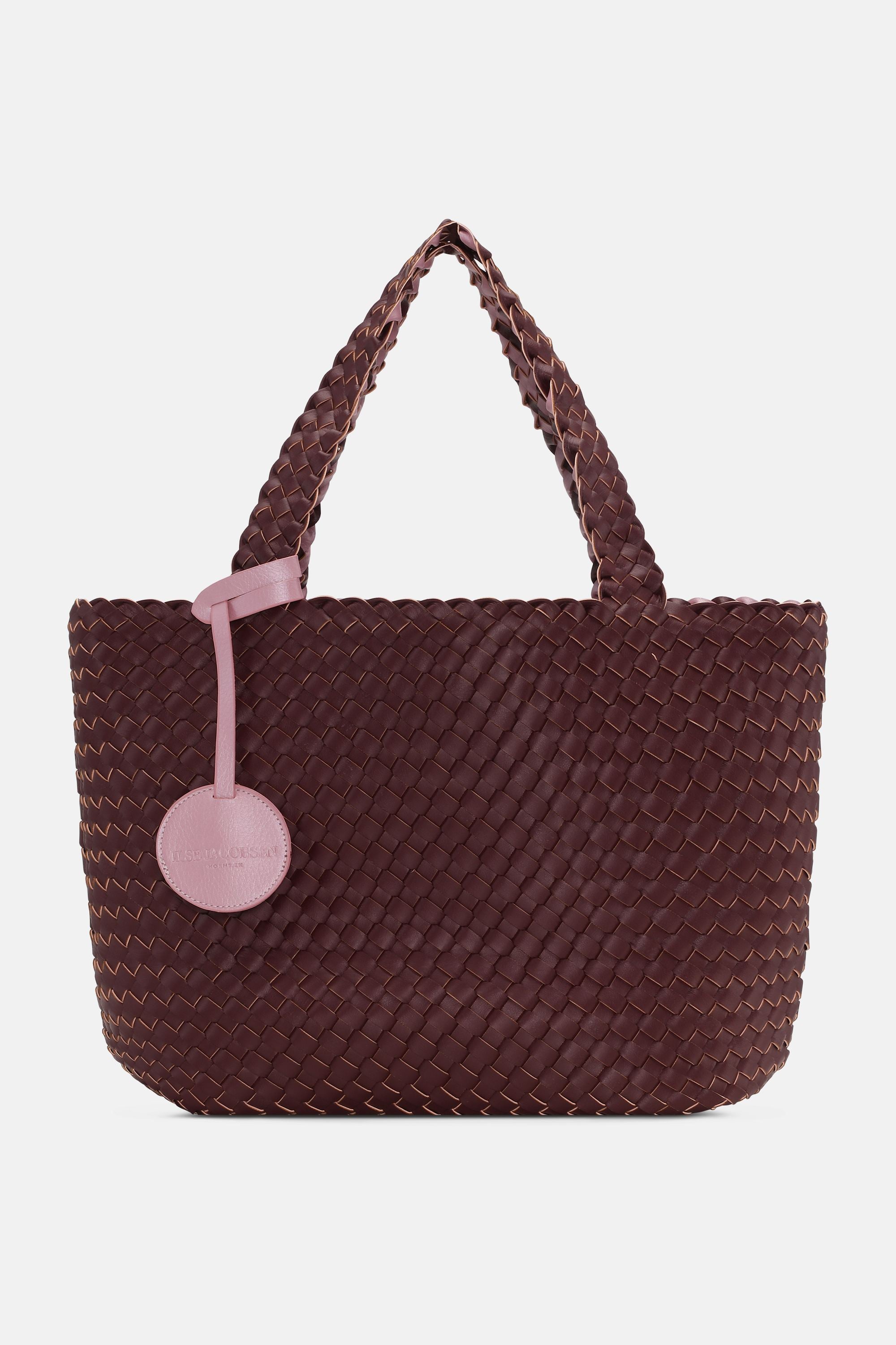 Tote Bag Braided - Maroon Banner Rosy Pink